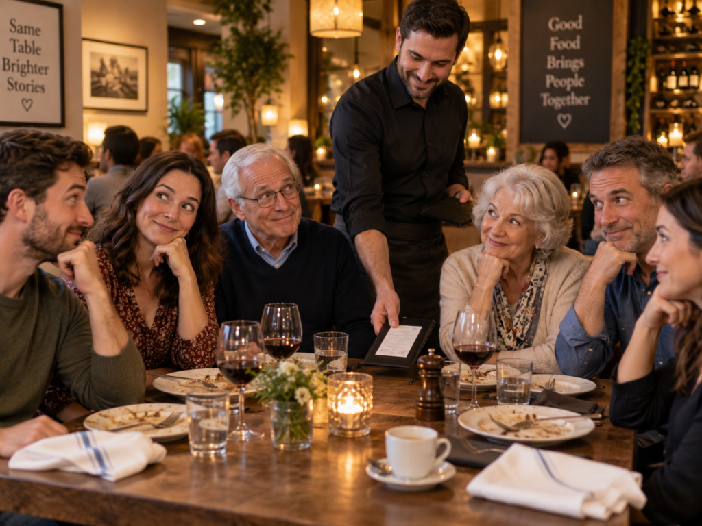 Waiter delivering check to table